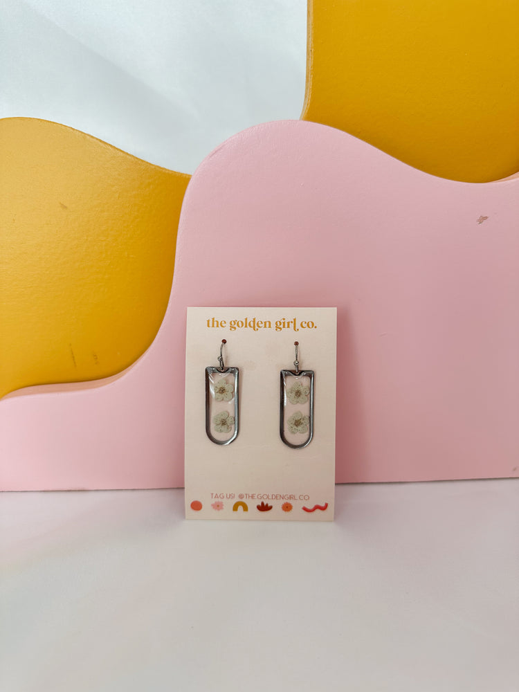 White Blossom Dangles (Silver)