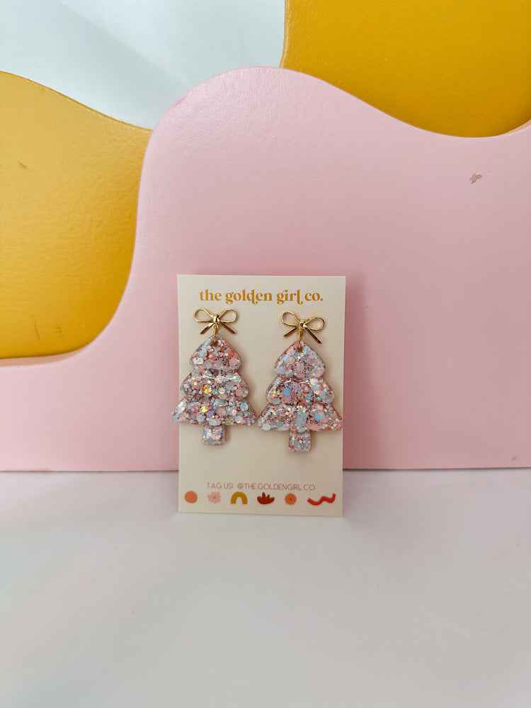 Pink Christmas Tree Bow Dangles