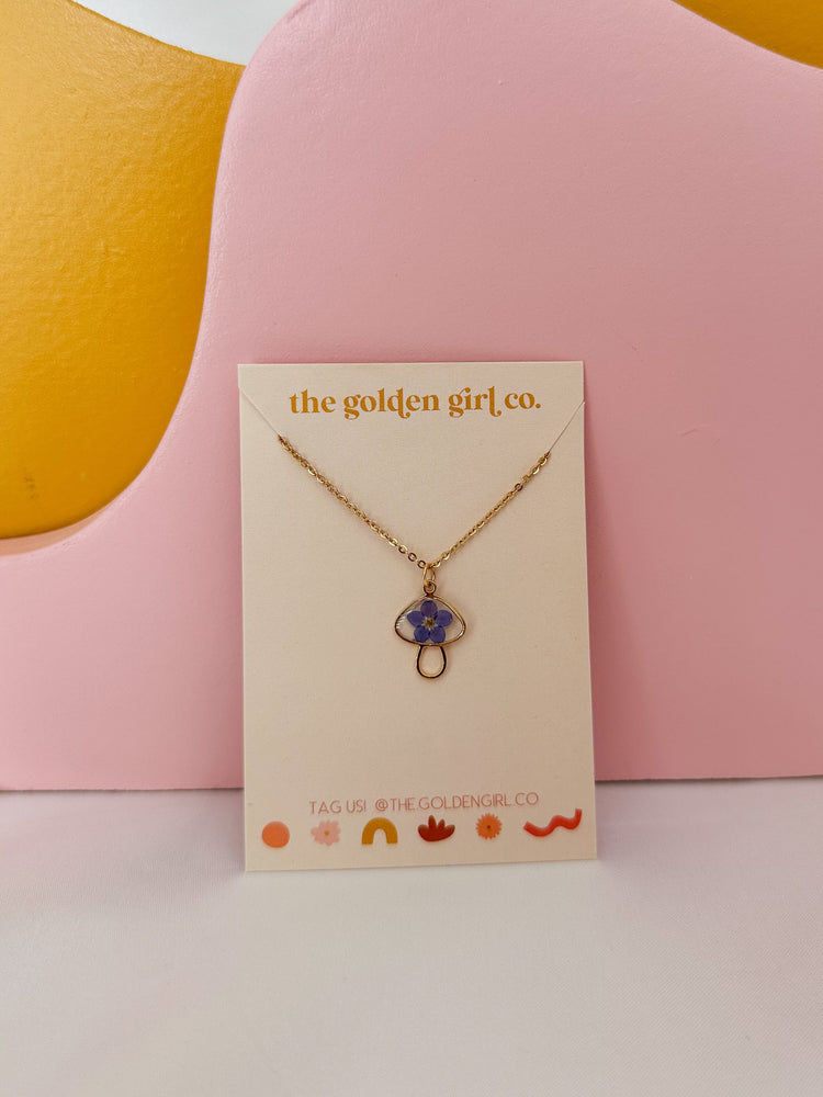 Gold Floral Mushroom Necklace