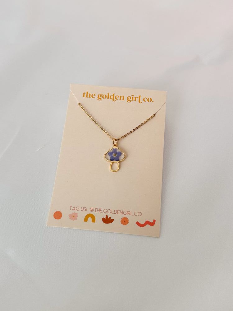 Gold Floral Mushroom Necklace