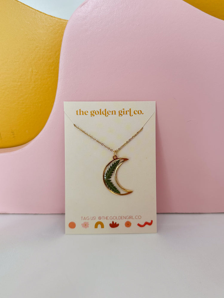Gold Fern Moon Necklace