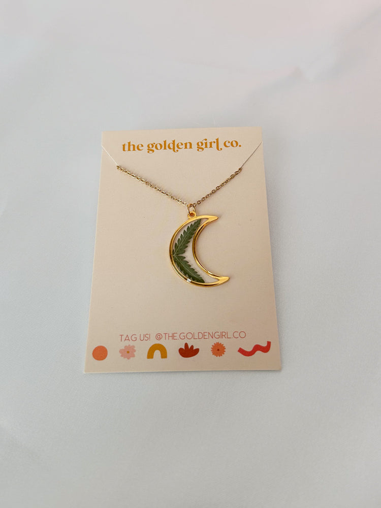 Gold Fern Moon Necklace