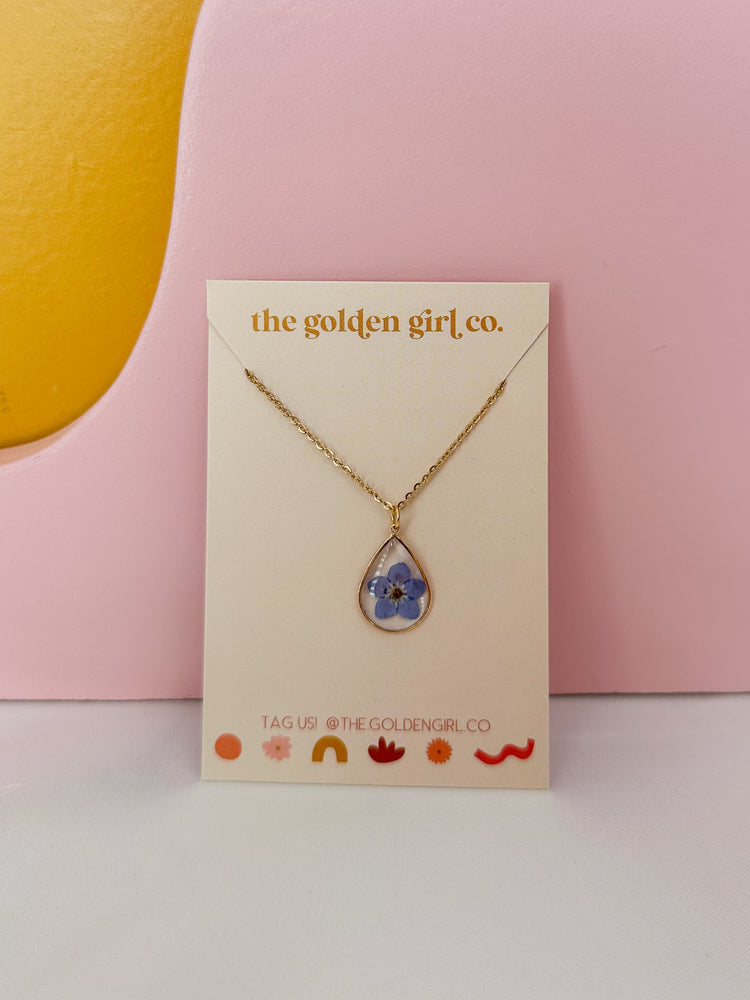 Teardrop Forget Me Not Necklace