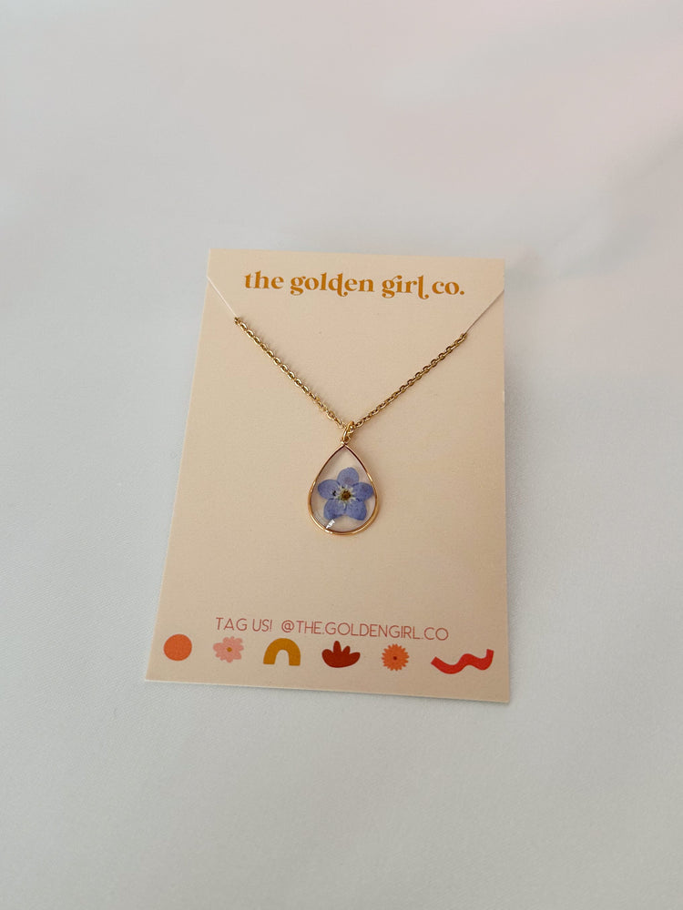 Teardrop Forget Me Not Necklace