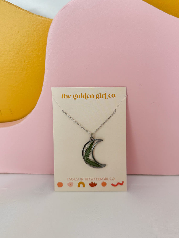 Silver Fern Moon Necklace