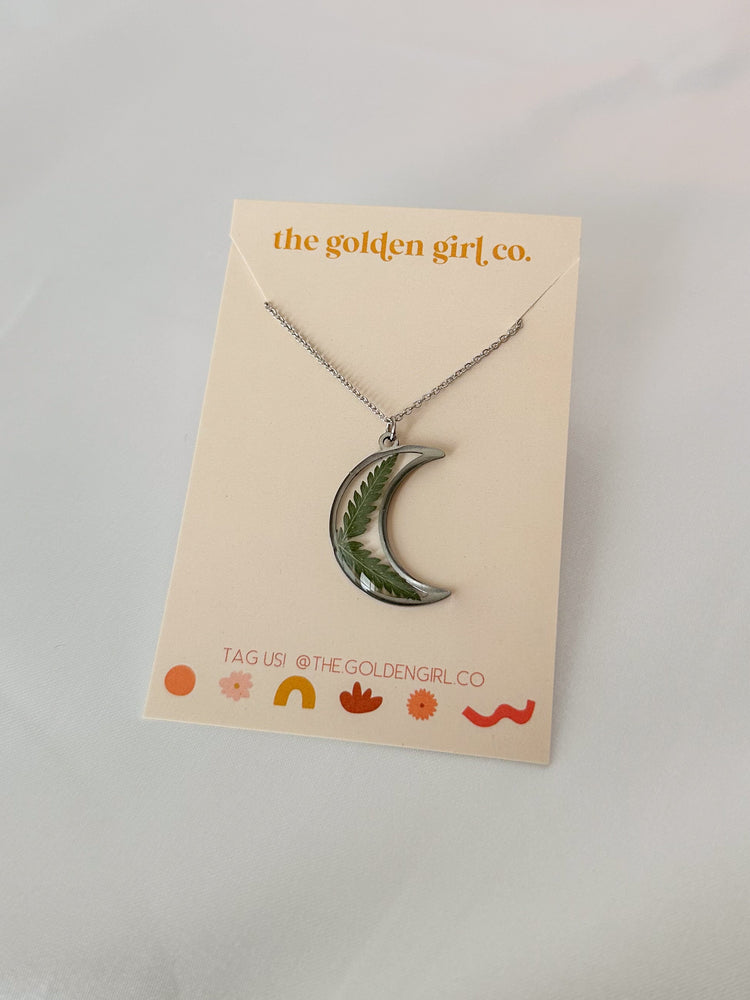 Silver Fern Moon Necklace