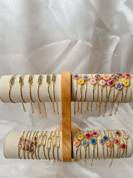 Adjustable Pressed Flower Bracelets