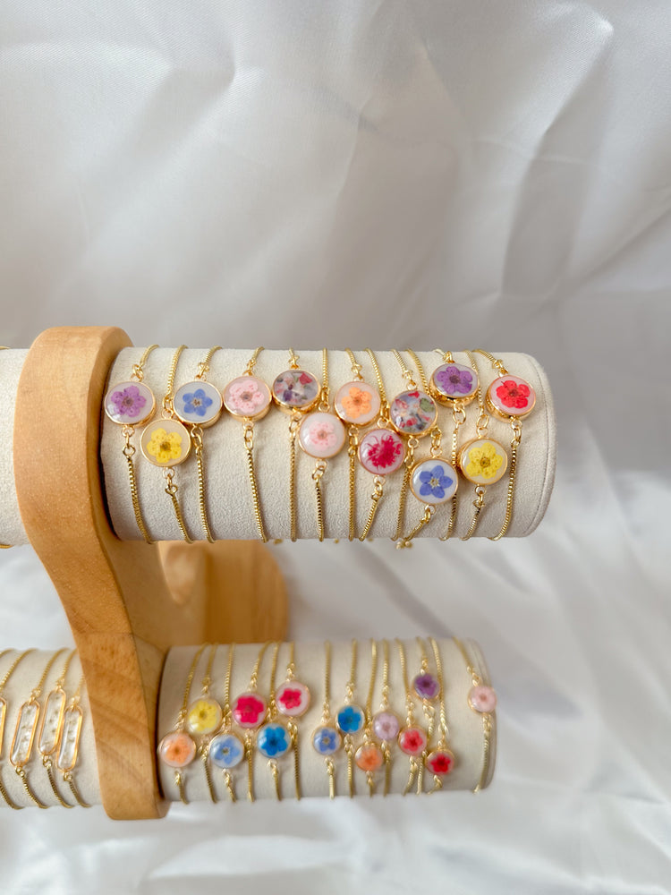 Adjustable Pressed Flower Bracelets