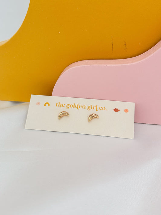 Gold Croissant Studs
