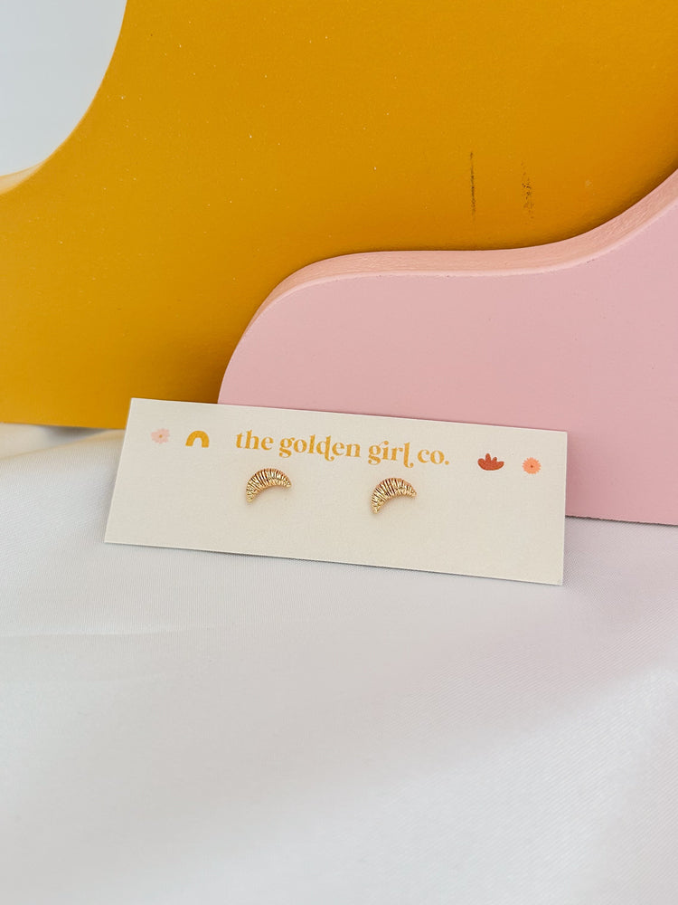 Gold Croissant Studs