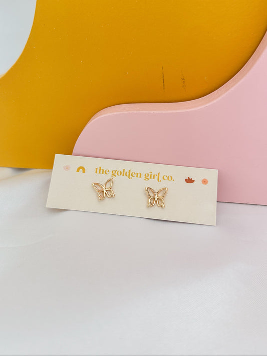 Gold Dainty Butterfly Stud
