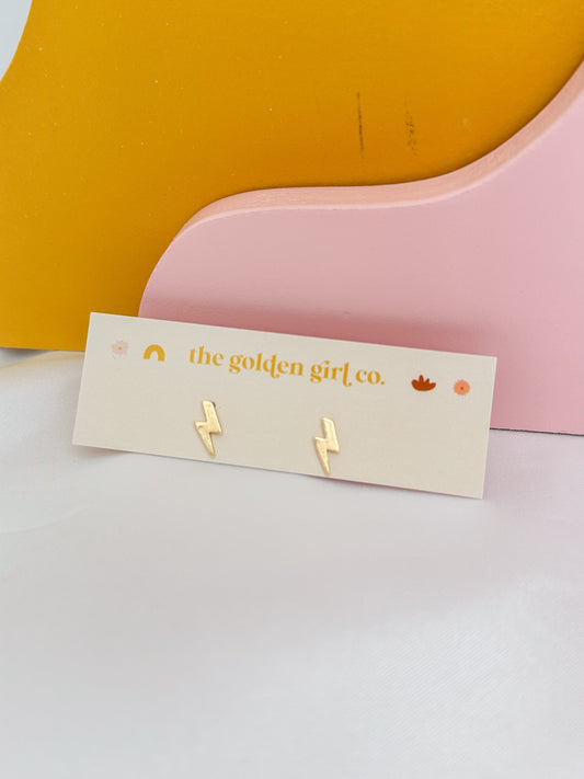 Gold Lightning Bolt Stud