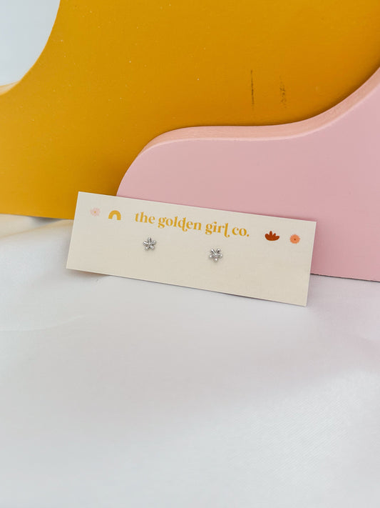 Silver Mini Flower Studs