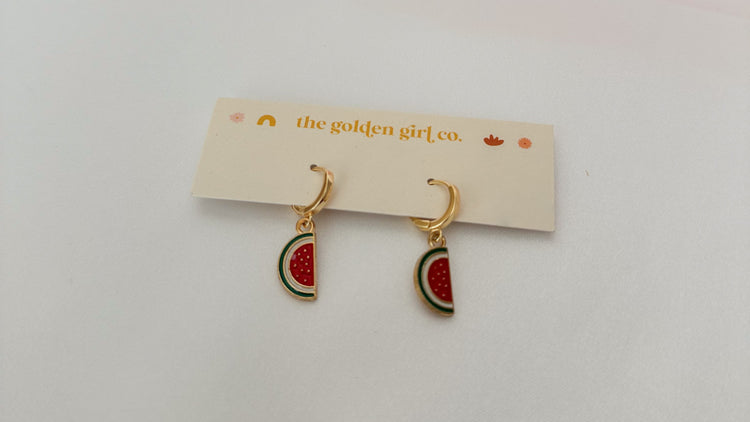 Watermelon Huggie Hoops