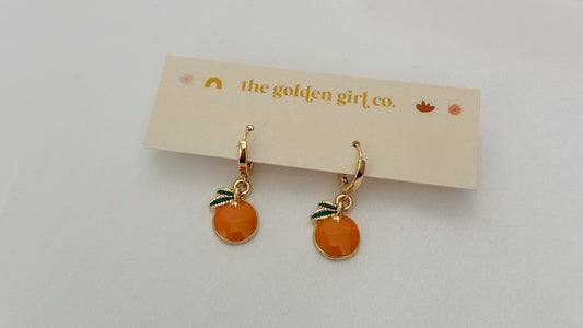 Orange Huggie Hoops
