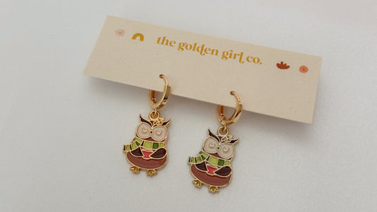 Owl Huggie Hoops