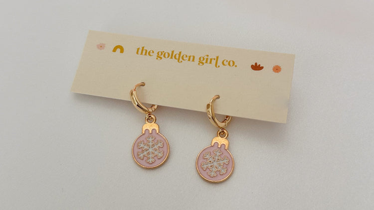 Christmas Bauble Huggie Hoops