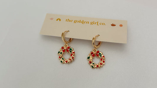 Gold Wreath Huggie Hoops