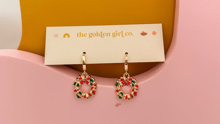 Gold Wreath Huggie Hoops