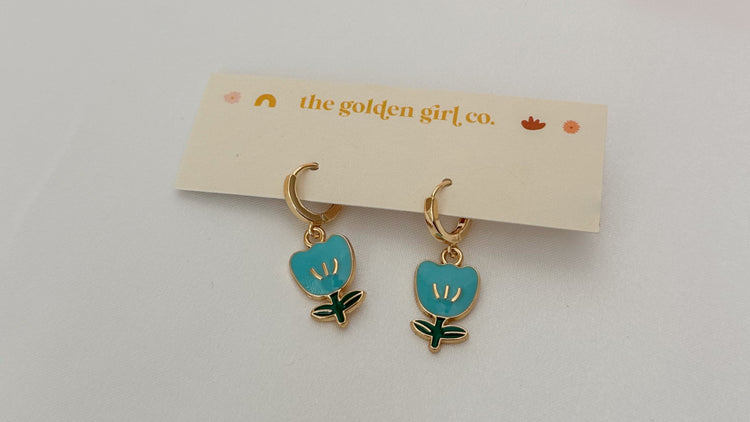 Blue Tulip Huggie Hoops