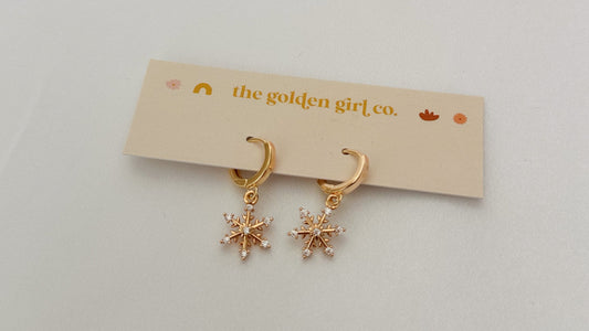 Sparkle Snowflake Huggie Hoops