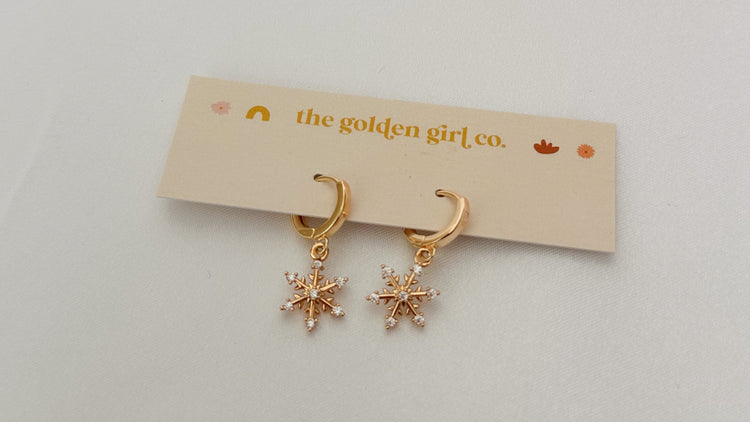 Sparkle Snowflake Huggie Hoops