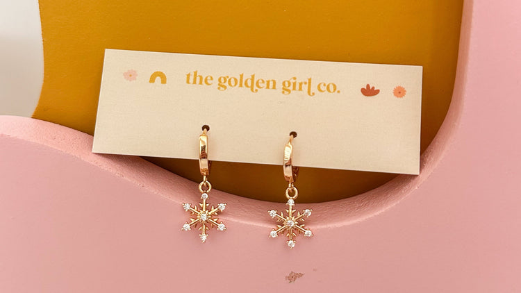 Sparkle Snowflake Huggie Hoops