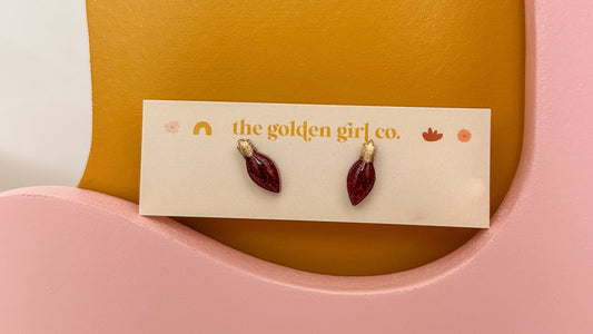 Red Christmas Bulb Studs