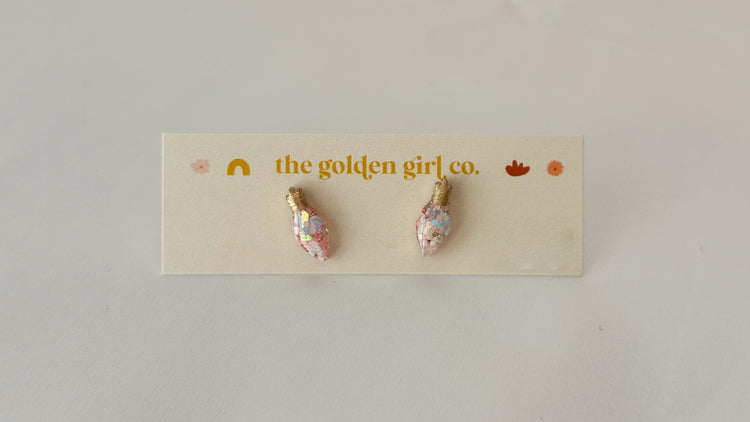 Pink Christmas Bulb Studs