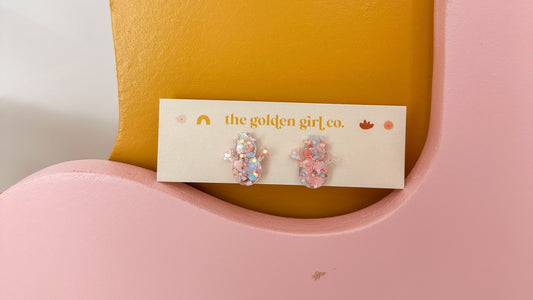 Pink Snowman Tree Studs