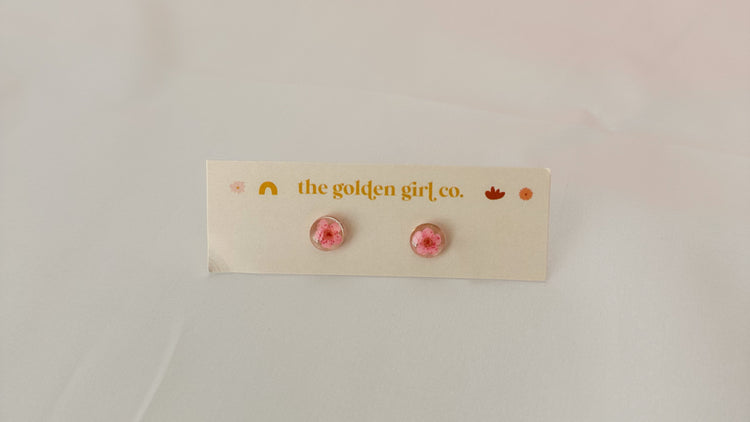 Pink Floral Studs