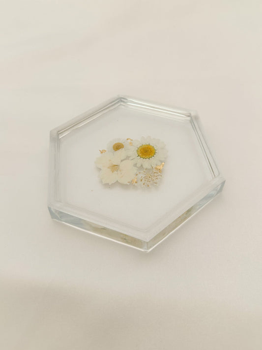 White Floral Coaster