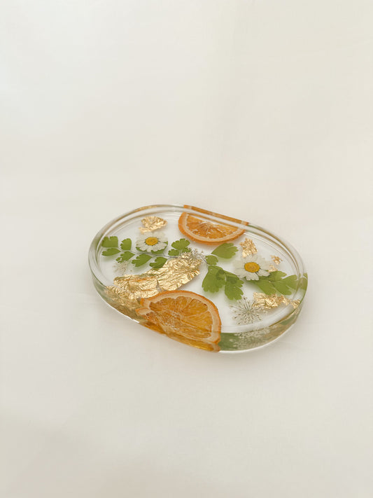 Handmade Pressed Flower Shortie Trinket Tray