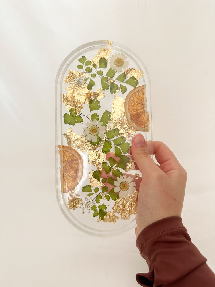Handmade Pressed Flower XL Trinket Tray