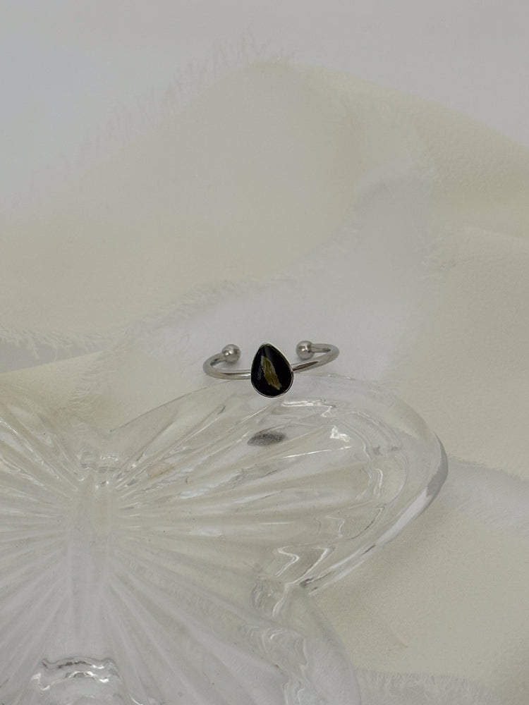 Dainty Pressed Flower Adjustable Ring (Teardrop)