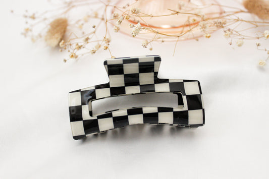 B&W Checkered Claw Clip