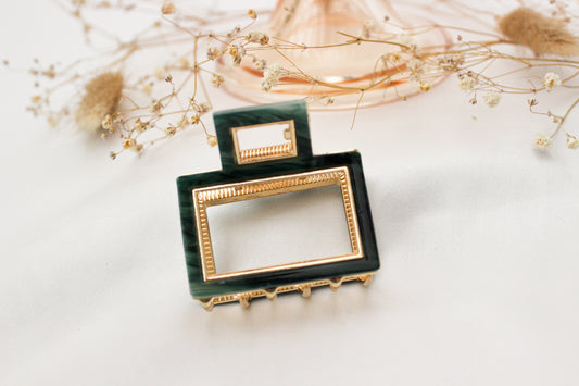 Emerald + Gold Claw Clip
