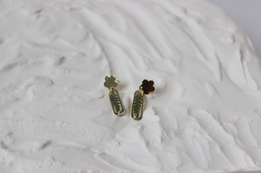 Gold Flower Fern Dangles