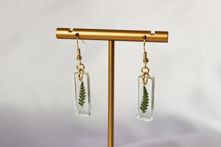 Fern Dangle Earrings | Pressed Flower Resin Earrings | Minimalist Jewelry | Lightweight Statement Earrings | Dainty Floral Earring