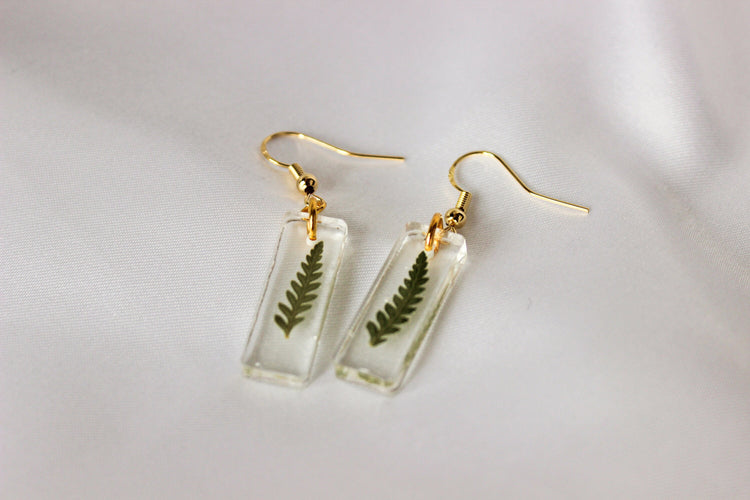 Fern Dangle Earrings | Pressed Flower Resin Earrings | Minimalist Jewelry | Lightweight Statement Earrings | Dainty Floral Earring