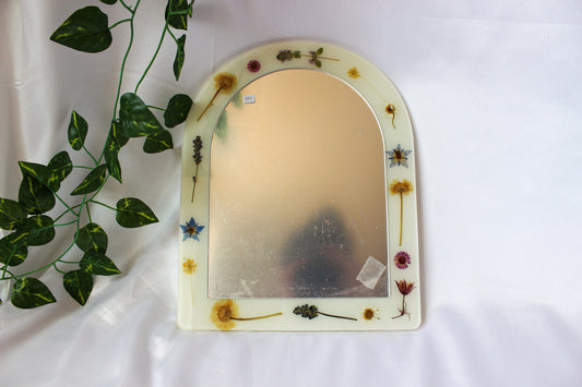Large Resin Arch Mirror | Decorative Floral Mirror | Boho Floral Room Decor | Vanity Mirror