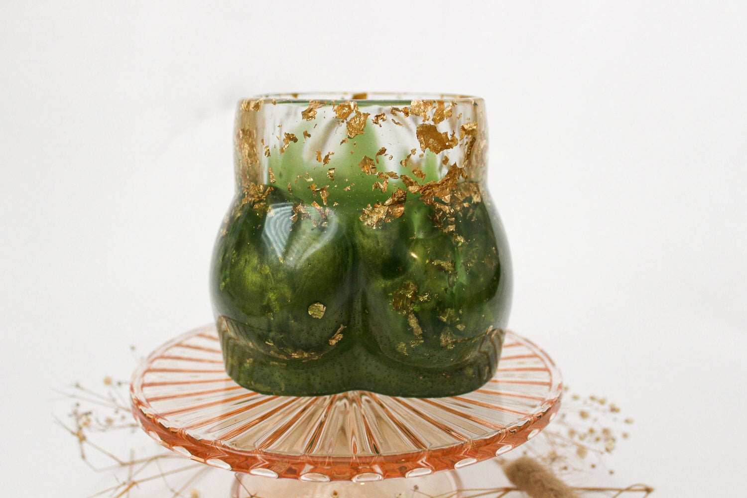 Handmade Resin Booty Vase | Female Body Shaped Planter | Butt Shaped Pencil Pot | Makeup Brush Holder | Boho Room Decor | Green Organizer