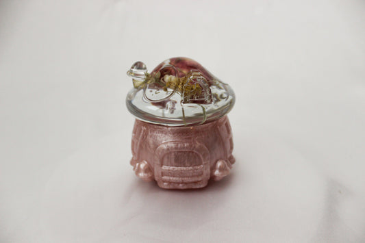 Handmade Resin Mushroom Jar | Dried Flower | Bathroom Vanity Dish | Catch All Dish | Trinket Box | Boho Decor |  Floral Resin Jar