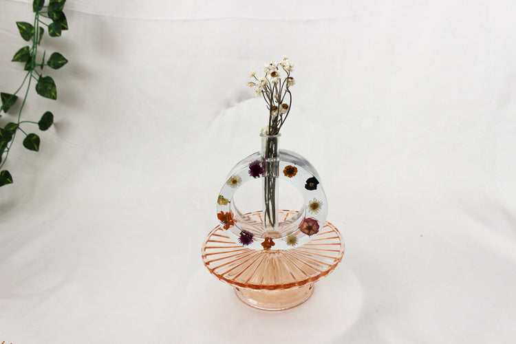 Resin Circle Propagation Station | Handmade Propagation Tube | Elegant Floral Bud Vase | Unique Home Decor | Pressed Flower Art