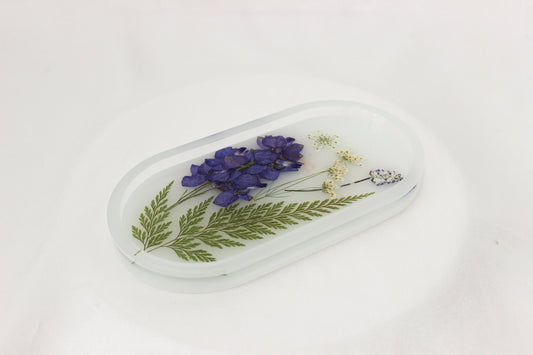 Handmade Resin Pill Tray | Dried Flowers | Bathroom Vanity Tray | Catch All Dish | Trinket Tray | Boho Decor | Bright Floral Resin Tray |
