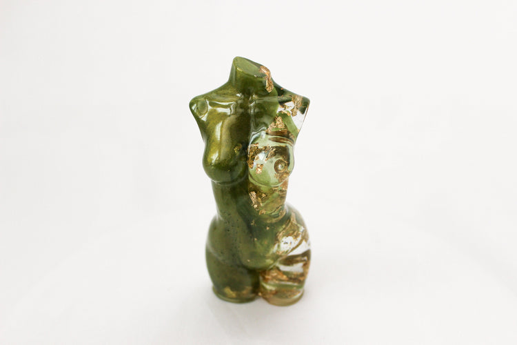 Green Resin Goddess Statue | 4 Inch Resin Goddess | Female Figure Decor | Female Body Statue | Boho Room Decor