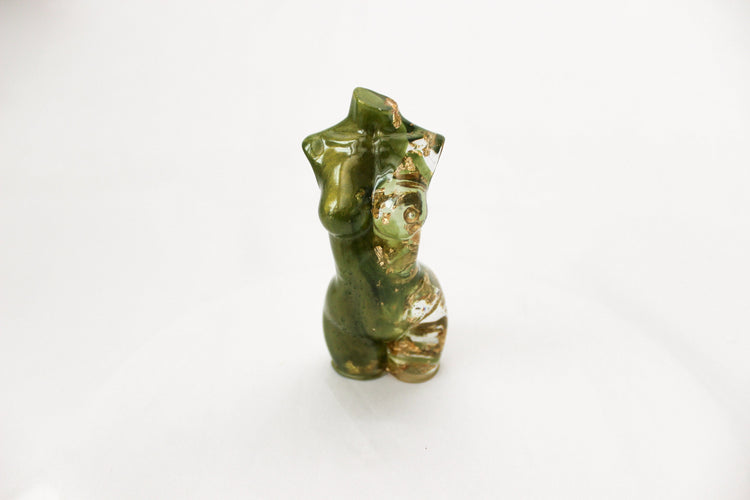 Green Resin Goddess Statue | 4 Inch Resin Goddess | Female Figure Decor | Female Body Statue | Boho Room Decor