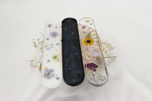 Elongated Oval Incense Holder | Unique Incense Holder | Celestial Room Decor | Minimalist  Design | Pressed Flower Art