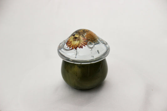 Handmade Resin Mushroom Jar | Dried Flower | Bathroom Vanity Dish | Catch All Dish | Trinket Box | Boho Decor |  Floral Resin Jar
