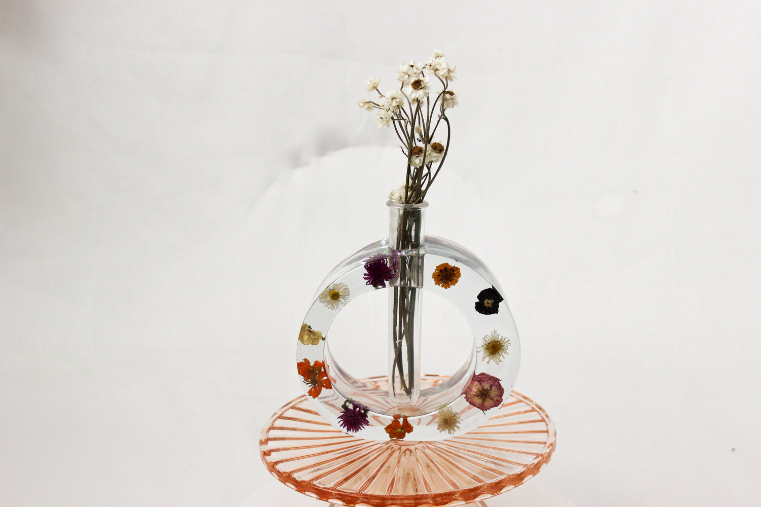 Resin Circle Propagation Station | Handmade Propagation Tube | Elegant Floral Bud Vase | Unique Home Decor | Pressed Flower Art